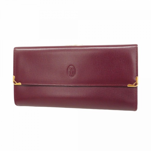 Cartier Must Leather Long Wallet, Bordeaux, Women's - Picture 1 of 12